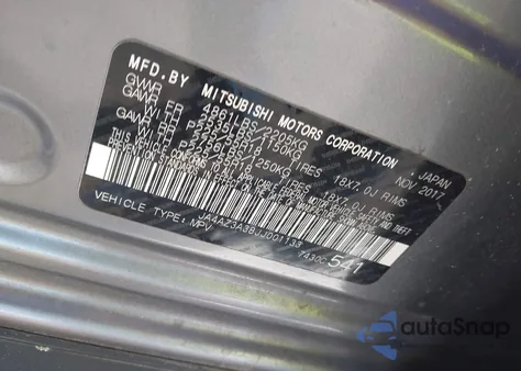 2018 Mitsubishi Outlander Se from USA, damaged, VIN JA4AZ3A38JJ001133